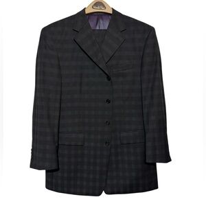 Luca Bertoni 100% Pure New‎ Wool Checkered Plaid Suit Set Mens 42 Reg 36 Ref